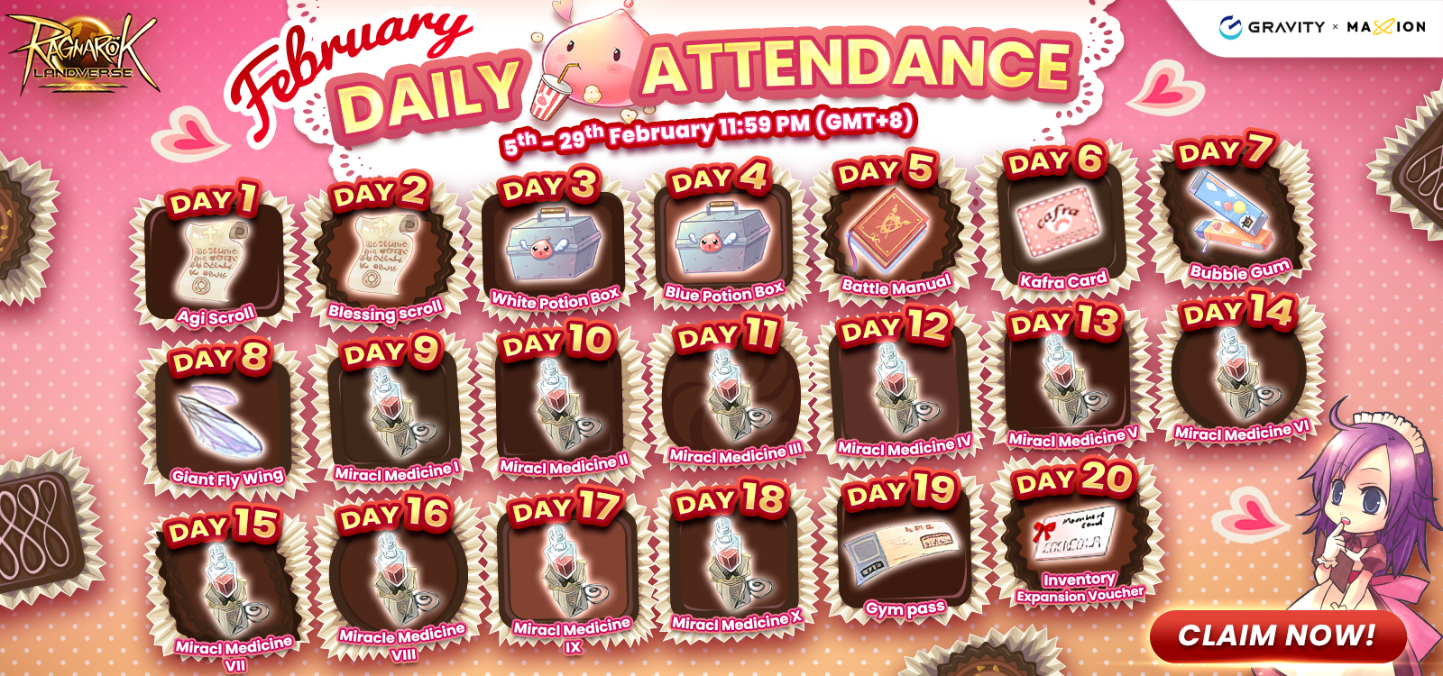 Daily Bonuses Await: Join Ragnarok Landverse February Attendance now!