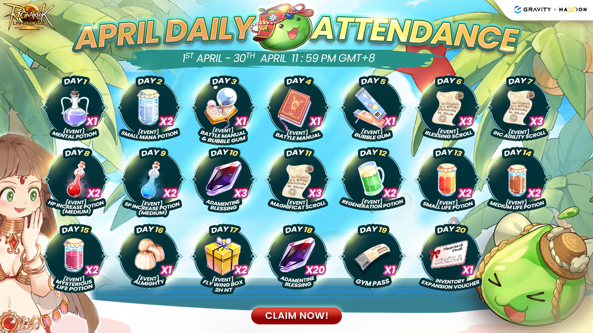 Ragnarok Landverse : April Daily attendance