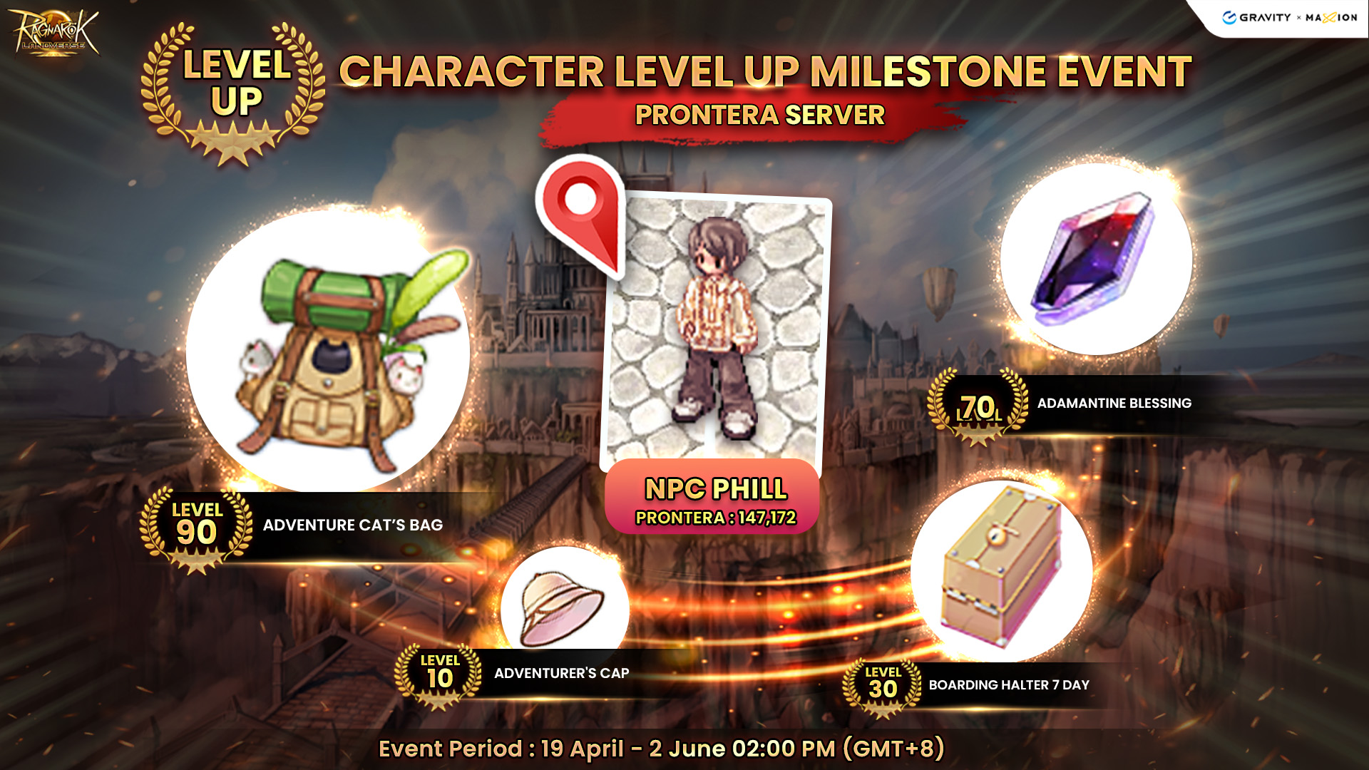 Ragnarok Landverse Prontera Seasonal Server Level Up Milestone Event